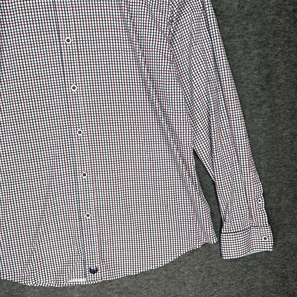 Butter Cloth Shirt Mens Large White Blue red Checked Button Up‎ Geometric Preppy - Picture 3 of 14